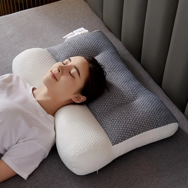 Orthopedic Pillow for Cervical Support & Sleep Aid, Reverse Traction Zoned Design with Soy Fiber Knitted Core (Home/Dorm Use)