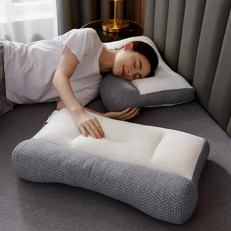 Orthopedic Pillow for Cervical Support & Sleep Aid, Reverse Traction Zoned Design with Soy Fiber Knitted Core (Home/Dorm Use)