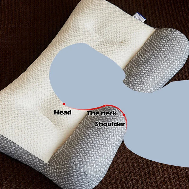Orthopedic Pillow for Cervical Support & Sleep Aid, Reverse Traction Zoned Design with Soy Fiber Knitted Core (Home/Dorm Use)