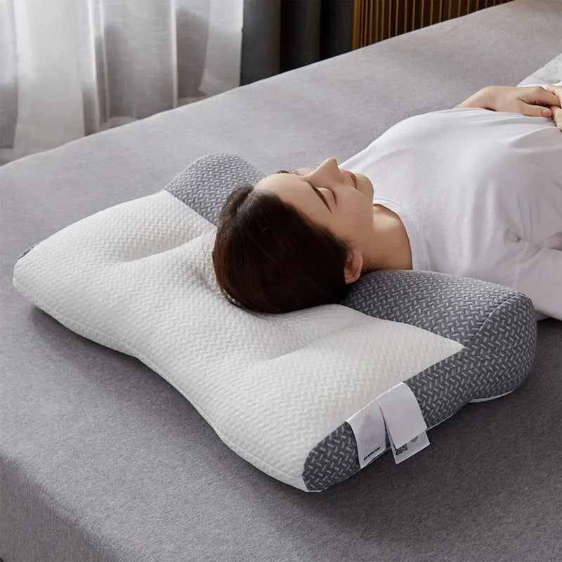 Orthopedic Pillow for Cervical Support & Sleep Aid, Reverse Traction Zoned Design with Soy Fiber Knitted Core (Home/Dorm Use)