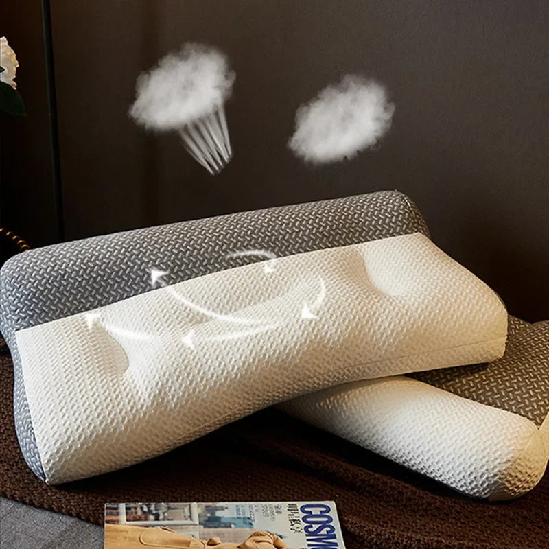 Orthopedic Pillow for Cervical Support & Sleep Aid, Reverse Traction Zoned Design with Soy Fiber Knitted Core (Home/Dorm Use)
