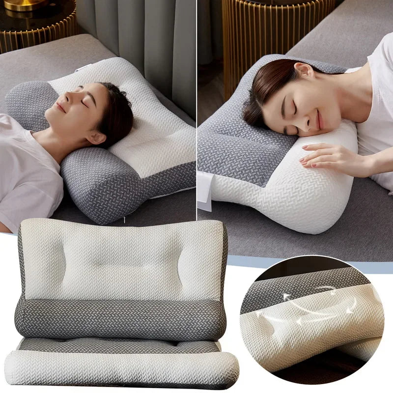 Orthopedic Pillow for Cervical Support & Sleep Aid, Reverse Traction Zoned Design with Soy Fiber Knitted Core (Home/Dorm Use)