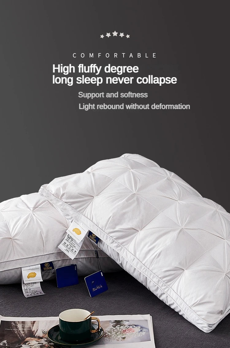 95% Goose Down Pillow White Cotton PillowCover Rectangle Bedroom Sleep 5-Star Hotel Pillow Low-Mid-high Pillows for Sleeping