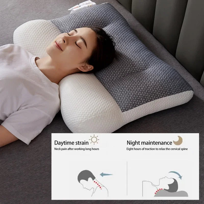 Orthopedic Pillow for Cervical Support & Sleep Aid, Reverse Traction Zoned Design with Soy Fiber Knitted Core (Home/Dorm Use)