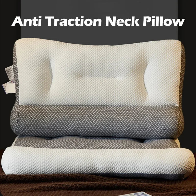 Orthopedic Pillow for Cervical Support & Sleep Aid, Reverse Traction Zoned Design with Soy Fiber Knitted Core (Home/Dorm Use)