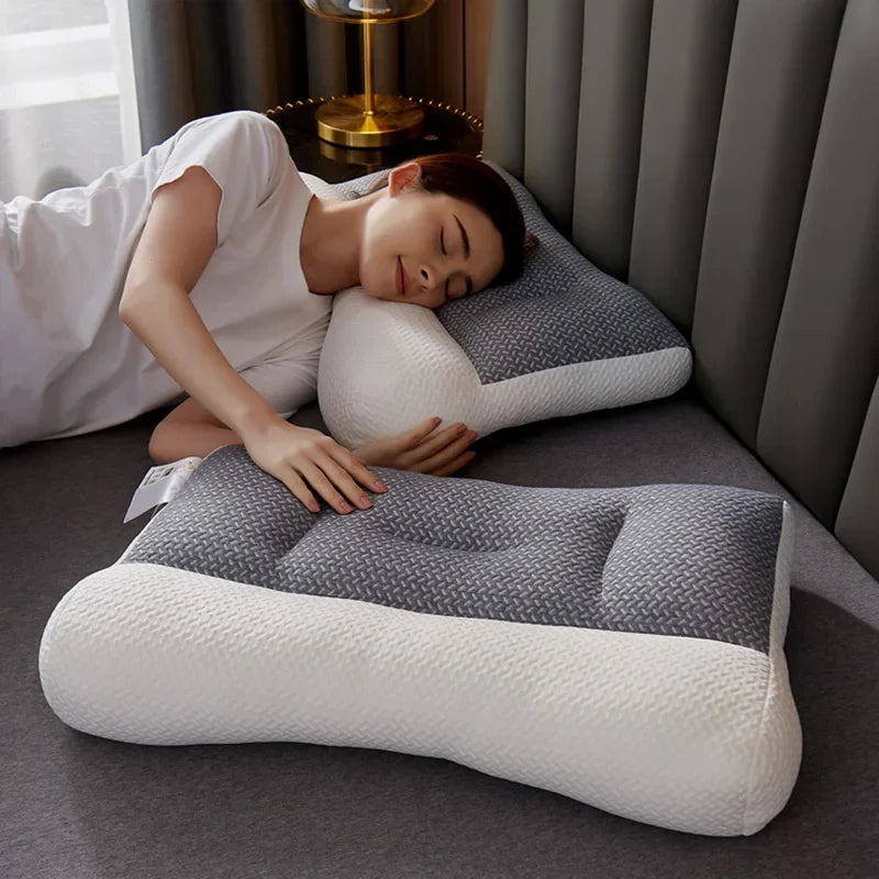 Orthopedic Pillow for Cervical Support & Sleep Aid, Reverse Traction Zoned Design with Soy Fiber Knitted Core (Home/Dorm Use)
